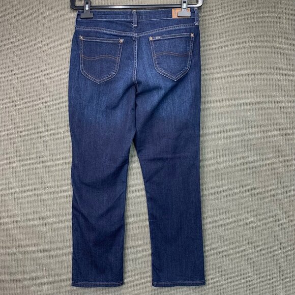 Lee Womens Size 8 Short Blue Mid-Rise Skinny Jeans Dark Wash Stretch Denim - Picture 2 of 9